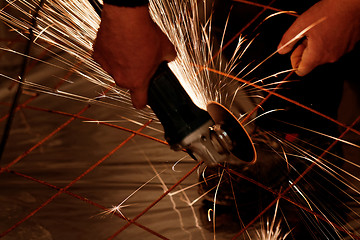 Image showing Electric grinder - sparks flying