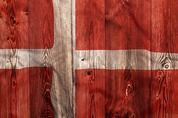 Image showing National flag of Denmark, wooden background