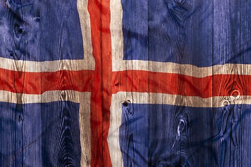 Image showing National flag of Iceland, wooden background