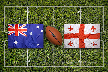 Image showing Australia vs. Georgia\r flags on rugby field