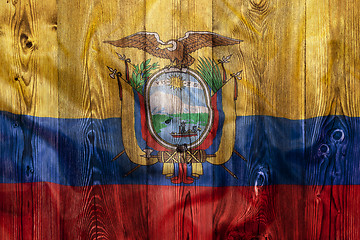 Image showing National flag of Ecuador, wooden background