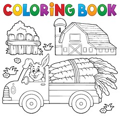Image showing Coloring book farm truck with carrots