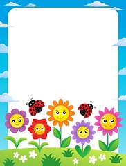 Image showing Frame with flowers and ladybugs 1