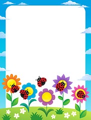 Image showing Frame with flowers and ladybugs 2