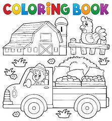 Image showing Coloring book with farm truck