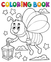 Image showing Coloring book firefly with lantern