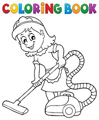 Image showing Coloring book cleaning lady 1