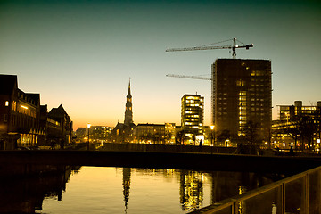 Image showing Hamburg city silhouettes at night