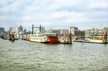 Image showing panoramic view of river Elbe and Hamburg