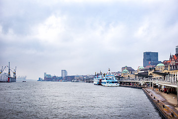 Image showing view of Hamburg buildings and river Elbe