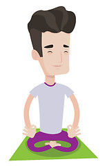 Image showing Man meditating in lotus pose vector illustration.