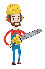 Image showing Lumberjack with chainsaw vector illustration.