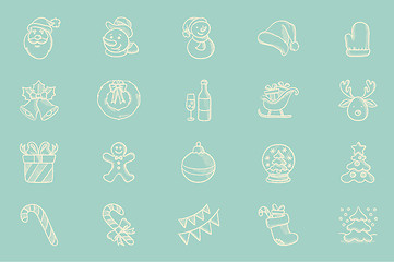 Image showing Vector sketch icon set for christmas greeting card