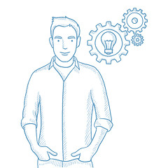 Image showing Man with business idea bulb in gear.