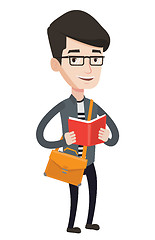 Image showing Student reading book vector illustration.