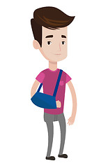 Image showing Injured man with broken arm vector illustration.