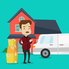 Image showing Man moving to house vector illustration.