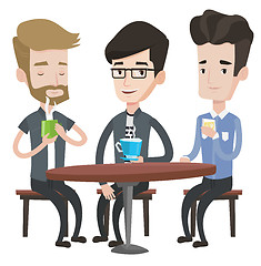 Image showing Group of men friends drinking in cafe.