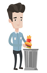Image showing Man throwing junk food vector illustration.