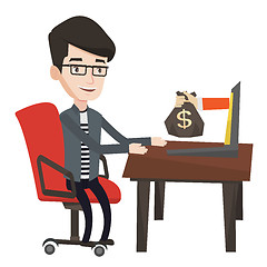 Image showing Businessman earning money from online business.