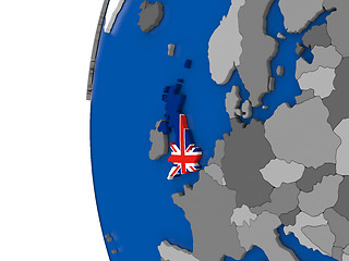 Image showing United Kingdom on globe