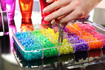 Image showing Colorful beads. Creating jewelry.