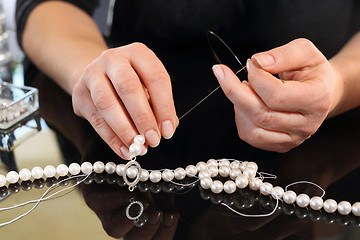 Image showing Natural pearls. Pearl Necklace