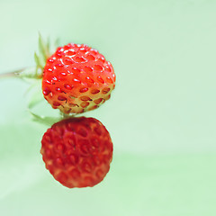 Image showing Two Strawberry On A Light Green Background