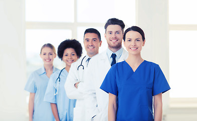 Image showing group of happy doctors at hospital