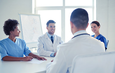 Image showing group of happy doctors meeting at hospital office