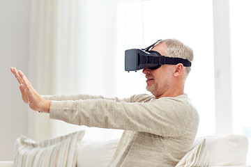 Image showing old man in virtual reality headset or 3d glasses