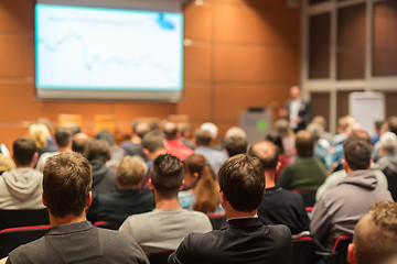 Image showing Audience in lecture hall on scientific conference.