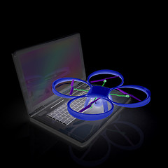 Image showing Drone and laptop. 3D render