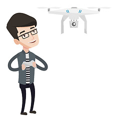 Image showing Man flying drone vector illustration.