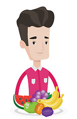 Image showing Man with fresh fruits vector illustration.