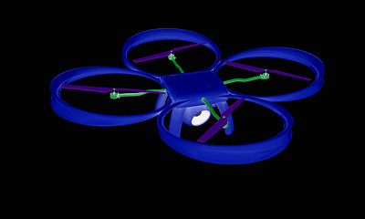 Image showing Drone, quadrocopter, with photo camera. 3d render