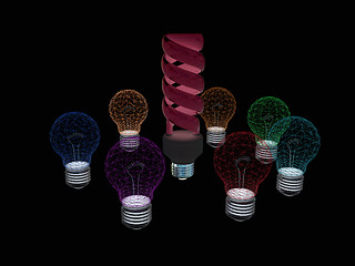 Image showing energy-saving lamps. 3D illustration