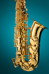 Image showing Saxophone - Golden alto saxophone classical instrument