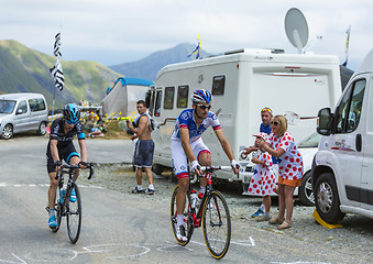 Image showing Two Cyclists on the Mountains Roads -Tour de France 2015