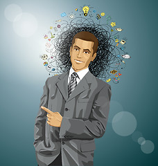 Image showing Vector Business Man Show Something With Finger