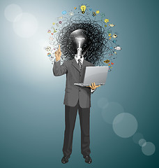 Image showing Vector Business Man Shows Something With Finger