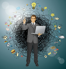 Image showing Vector Business Man Shows Something With Finger