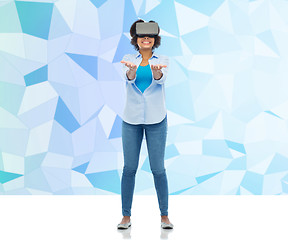 Image showing woman in virtual reality headset or 3d glasses