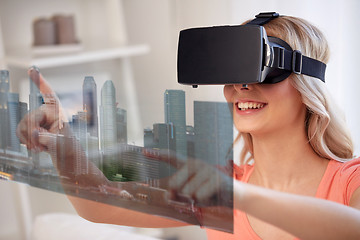 Image showing woman in virtual reality headset with city