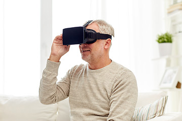 Image showing old man in virtual reality headset or 3d glasses