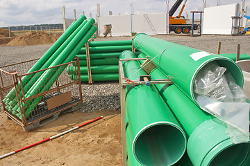 Image showing Green sewer pipes