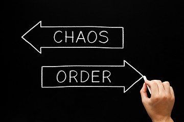 Image showing Order Chaos Arrows Concept On Blackboard