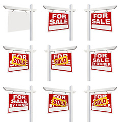 Image showing Complete Set of Real Estate Signs with For Sale, Sold, For Sale 