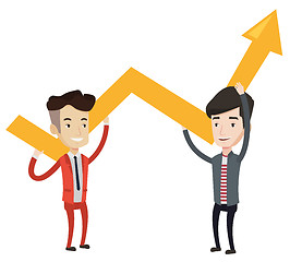 Image showing Two businessmen holding growth graph.