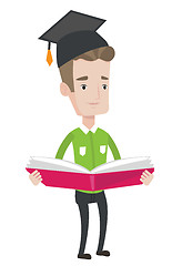 Image showing Graduate with book in hands vector illustration.